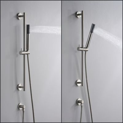 Image showing  Kree Sweep 1-Spray Rectangle High Pressure Multifunction Wall Bar Shower Kit with Hand Shower in Brushed Nickel