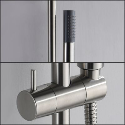 Image showing  Kree Sweep 1-Spray Rectangle High Pressure Multifunction Wall Bar Shower Kit with Hand Shower in Brushed Nickel