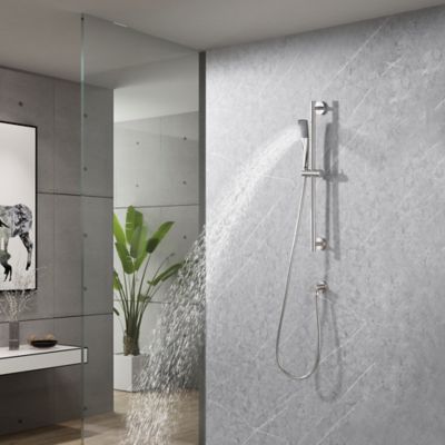 Image showing  Twist 1-Spray Rectangle High Pressure Multifunction Wall Bar Shower Kit with Hand Shower in Brushed Nickel