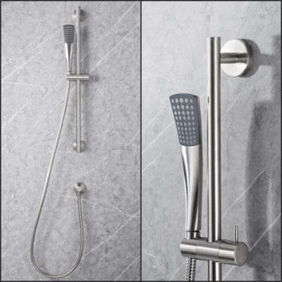 Image showing  Twist 1-Spray Rectangle High Pressure Multifunction Wall Bar Shower Kit with Hand Shower in Brushed Nickel