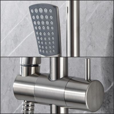 Image showing  Twist 1-Spray Rectangle High Pressure Multifunction Wall Bar Shower Kit with Hand Shower in Brushed Nickel