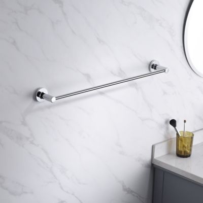 Image showing  Kree 4-Piece Bath Hardware Set, 24 in. Towel Bar, Towel Ring, Toilet Paper Holder & Robe Hook in Polished Chrome