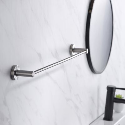 Image showing  Kree 4-Piece Bath Hardware Set with 24 in. Towel Bar, Towel Ring, Toilet Paper Holder & Robe Hook, Brushed Nickel