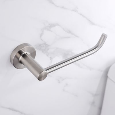 Image showing  Kree 4-Piece Bath Hardware Set with 24 in. Towel Bar, Towel Ring, Toilet Paper Holder & Robe Hook, Brushed Nickel