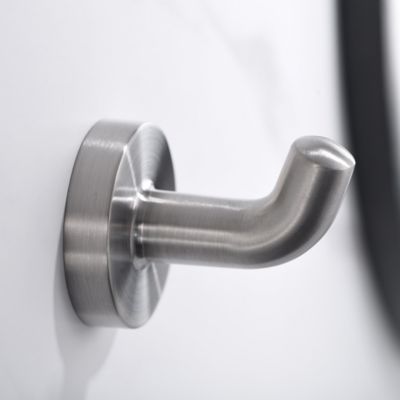 Image showing  Kree 4-Piece Bath Hardware Set with 24 in. Towel Bar, Towel Ring, Toilet Paper Holder & Robe Hook, Brushed Nickel