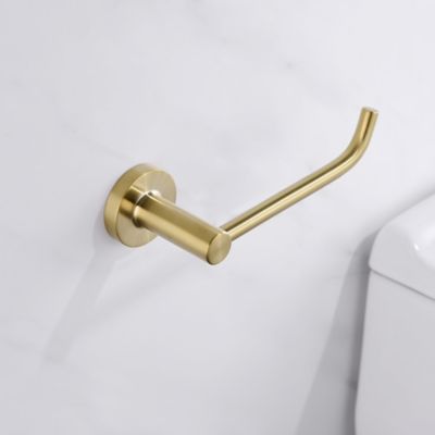Image showing  Kree 4-Piece Bath Hardware Set with 24 in. Towel Bar, Towel Ring, Toilet Paper Holder and Robe Hook, Brushed Gold