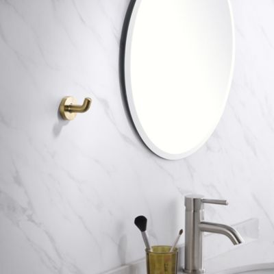 Image showing  Kree 4-Piece Bath Hardware Set with 24 in. Towel Bar, Towel Ring, Toilet Paper Holder and Robe Hook, Brushed Gold