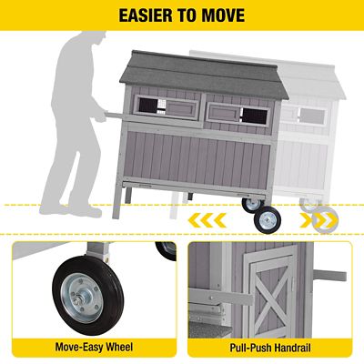 Image showing  Extra Large Chicken Coop on Big Wheels with Auto Chicken Door, 6 to 8 Chicken Capacity