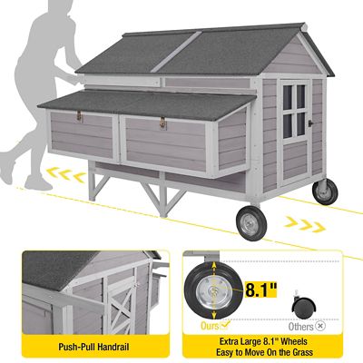 Image showing  Extra Large Wooden Chicken Coop with Auto Chicken Door, 8 to 10 Chicken Capacity