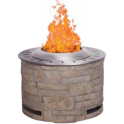 Upland 20.5 in. Patio Round Smokeless Firepit with Stainless Steel Top and TerraFab Base, Stackstone