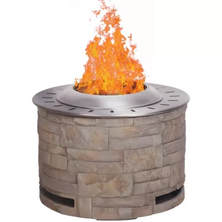 Upland 20.5" Round Smokeless Patio Fire Pit with Stainless Steel Top and TerraFab Base Stackstone Fire Pits