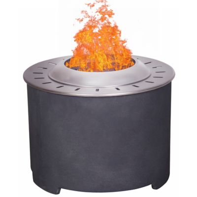 Upland 20.5 in. Patio Round Smokeless Firepit with Stainless Steel Top and TerraFab Base, Dark Grey