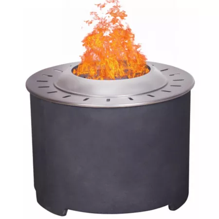 Upland 20.5" Round Smokeless Patio Fire Pit with Stainless Steel Top and TerraFab Base Dark Gray Fire Pits