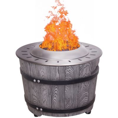Upland 20.5 in. Patio Round Smokeless Firepit with Stainless Steel Top and TerraFab Base, Wood
