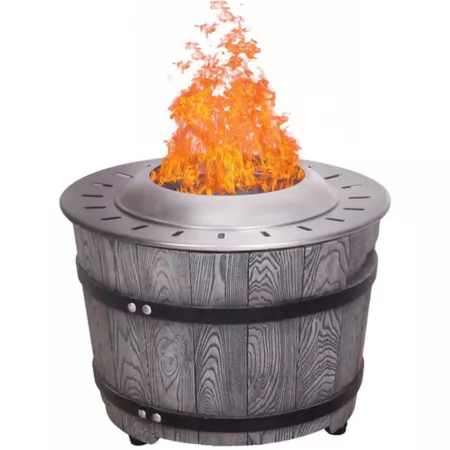 Upland 20.5" Round Smokeless Patio Fire Pit with Stainless Steel Top and TerraFab Base Wood Fire Pits