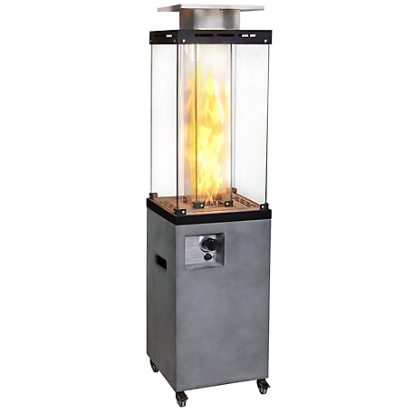 Upland Propane Patio Heater with Glass Top and TerraFab Base 41,000 BTU, Cement Grey