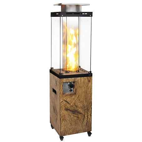 Upland Propane Patio Heater with Glass Top and TerraFab Base 41,000 BTU, Wood