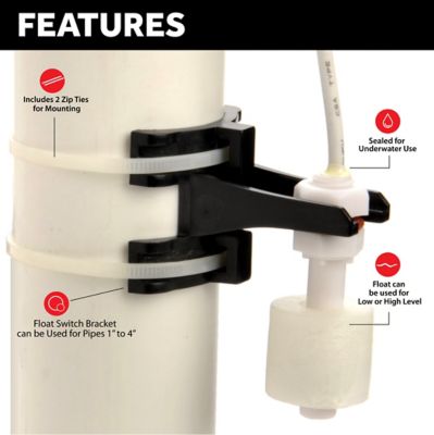 Image showing  Float Switch with Mounting Bracket and 15 ft. Wire, LS-FLOAT-KIT