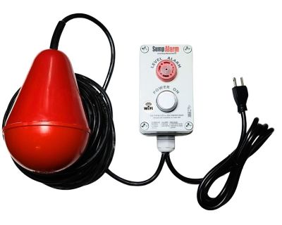 Sump Alarm Indoor/Outdoor Sewage/Septic High/Low Water Alarm w/Power Indicator LED, 33 ft. Float Length, WiFi Enabled,