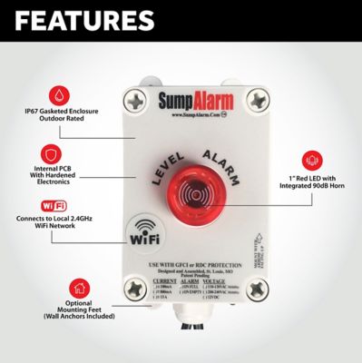 Image showing  Indoor/Outdoor, Sewage/Septic Alarm with Sludge Boss Float, 100 ft. Float Length, WiFi Enabled, SA-120V-1L-100SB-WIFI