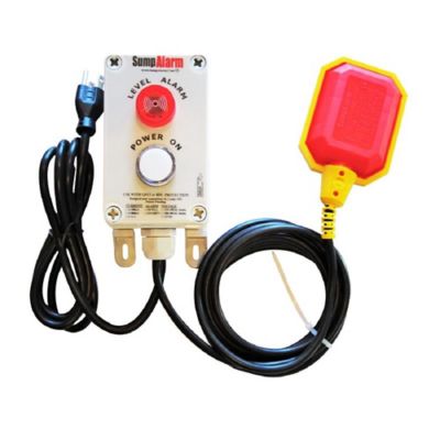 Sump Alarm Indoor/Outdoor, Sump Pump High Water Alarm, Power Indicator LED, 120V, 100 ft. Float, SA-120V-2L-100F