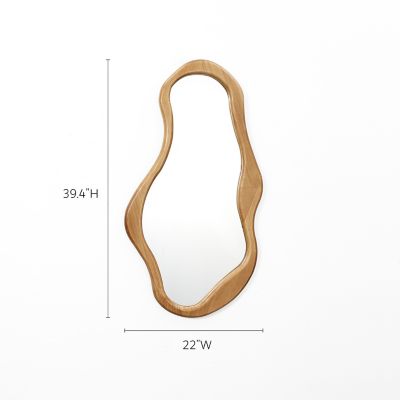 Image showing 8 th LuxenHome Organic Pine Wood Oval Framed Wall Mirror, 39.37 in. H x 22 in. W