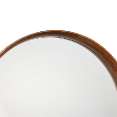Image showing 5 th LuxenHome Natural Rubberwood Frame Round Wall Mirror