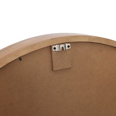 Image showing 7 th LuxenHome Natural Rubberwood Frame Round Wall Mirror