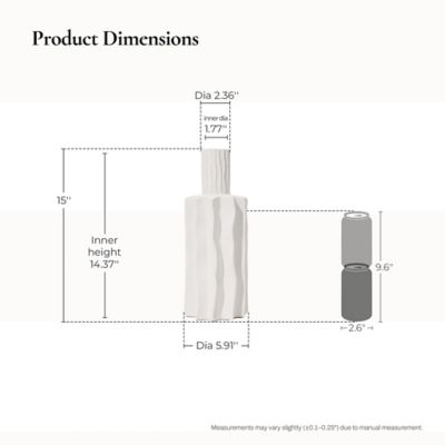 Image showing 7 th LuxenHome White Fluted Tall Stoneware Table Vase