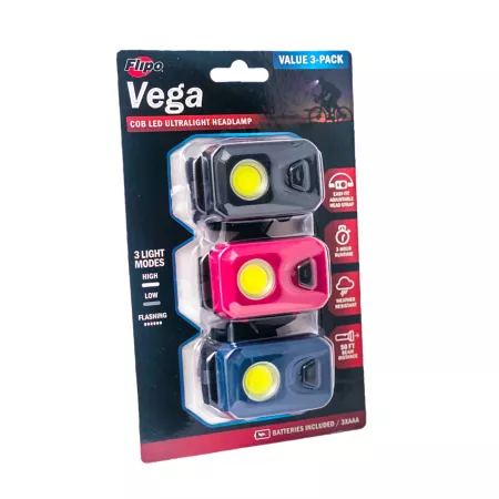 Flipo Vega 200 lumens COB LED headlamp pack of 3. Headlamps