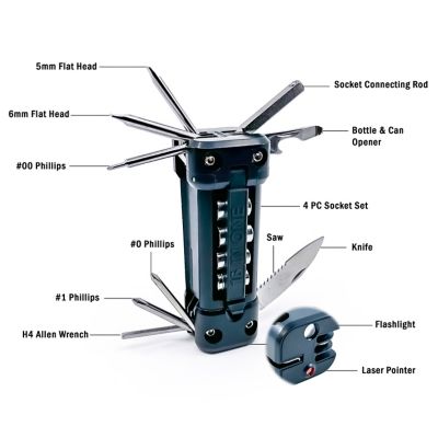 Image showing  16-in-1 Multi-Tool With LED Flashlight & Laser Pointer