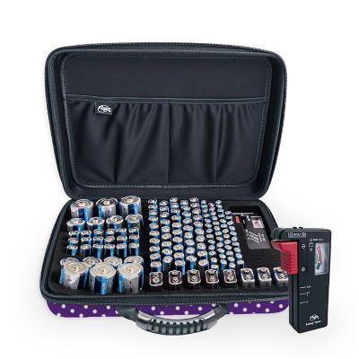 Image showing  Large Purple Polka Dot Battery Storage Case