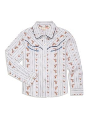 Ely Cattleman Long Sleeve Floral Stripe Print Western Shirt