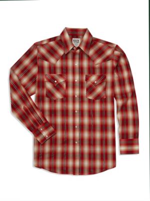 Ely Cattleman Long Sleeve Lurex Plaid Western Shirt