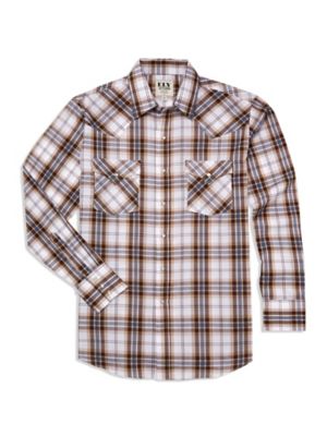 Image showing  Textured Plaid Western Long-Sleeve Button-Down Shirt