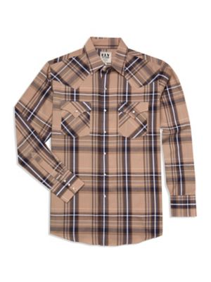 Image showing  Textured Plaid Western Long-Sleeve Button-Down Shirt