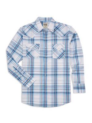 Ely Cattleman Textured Plaid Western Long-Sleeve Button-Down Shirt