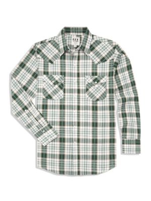 Ely Cattleman Long Sleeve Textured Aztec Plaid Western Shirt