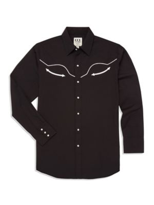 Ely Cattleman Long Sleeve Retro Solid Shirt with Piping