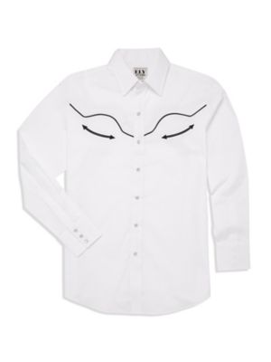 Ely Cattleman Long Sleeve Retro Solid Shirt with Piping