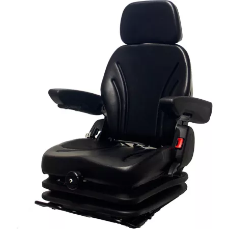 Black Heel 21 in Heavy Duty Vinyl Seat with Arms Low Profile Suspension 380413BK-PLN Tractor Seats