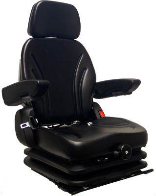 Image showing  21 in. Heavy-Duty Vinyl Seat with Arm Rests, Low-Profile Suspension, 380413BK-PLN