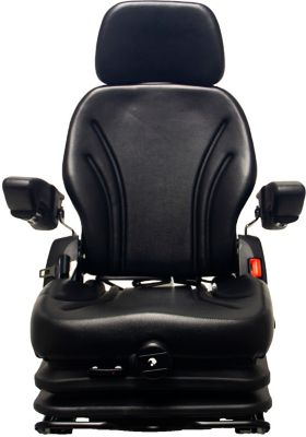 Image showing  21 in. Heavy-Duty Vinyl Seat with Arm Rests, Low-Profile Suspension, 380413BK-PLN