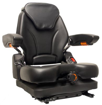 Image showing  21 in. Heavy-Duty Vinyl Seat with Arm Rests, Low-Profile Suspension, 385000BK-PLN