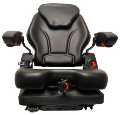 Image showing  21 in. Heavy-Duty Vinyl Seat with Arm Rests, Low-Profile Suspension, 385000BK-PLN