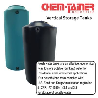 Image showing  55 gal. Vertical Plastic Water Tank, Black