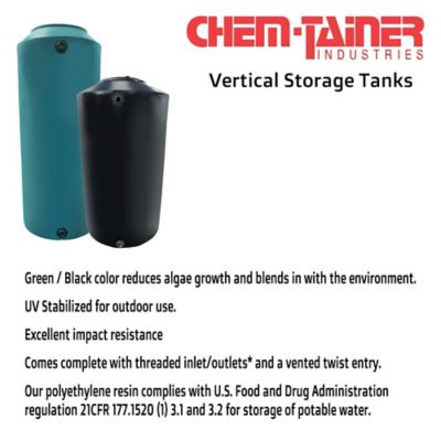 Image showing  500 gal. Vertical Plastic Water Tank, Green