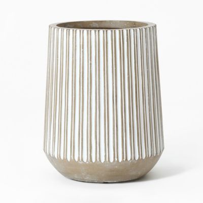 LuxenHome Round Striped MgO Planter