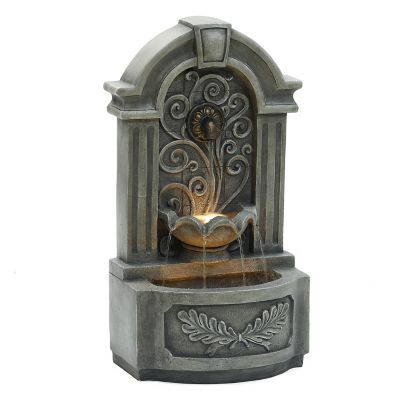 LuxenHome Resin Elegant Freestanding Outdoor Water Fountain with Lights, WHF1844