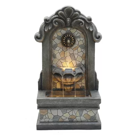 LuxenHome WHF1845 Classic Resin Freestanding Outdoor Water Fountain with Lights Fountains